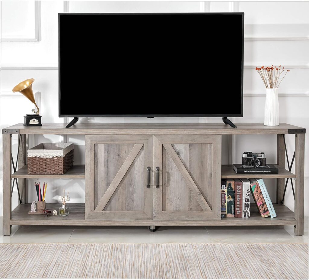 Amerlife 68 Inch TV Stand with Storage Cabinets and Shelves